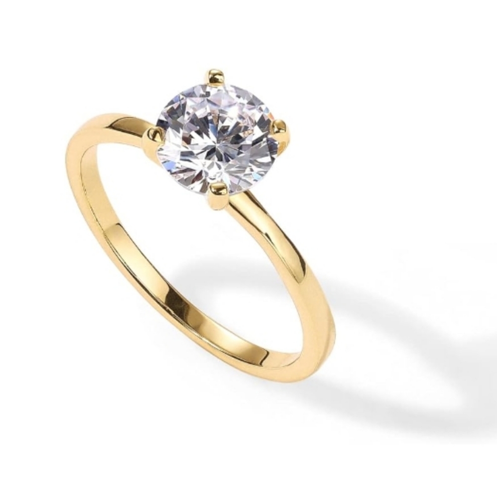 18K Sterling Silver Gold Round Cut Solitare 1.5 CT Moissanite Ring